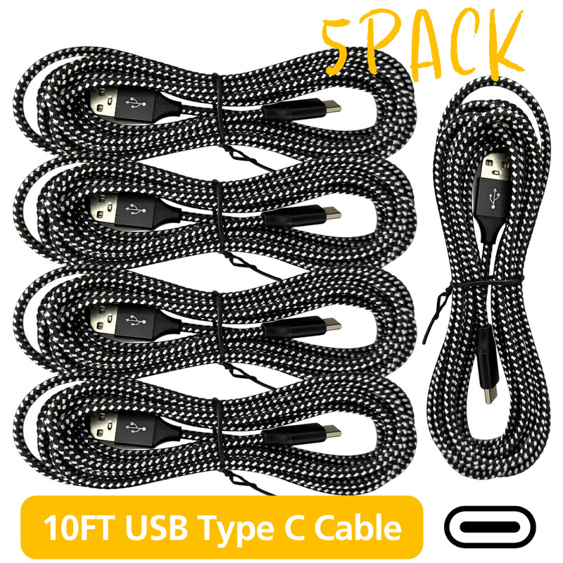 5X Long USB Type C FAST Charger Cable Lot for Samsung Galaxy S20 S21 S22 S23 S24