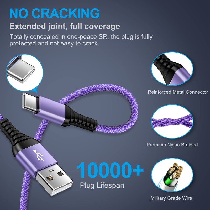 USB C to USB A Fast Charging Cable for iPhone 17 16 15 3 ft 4 Pcs gallery