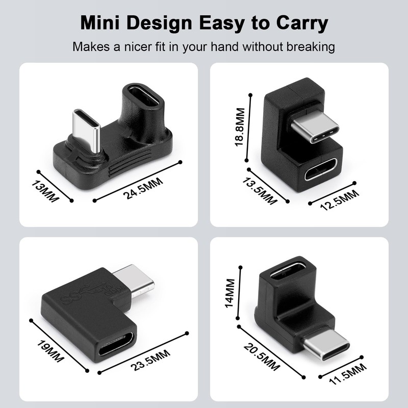 USB C 180 Degree Adapter 4Pack, USB C U Shape Adapter, 180 Degree Angled USB 3.1 gallery