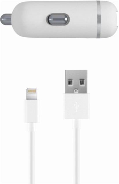 Just Wireless - Apple MFi Vehicle Car Charger Life Time Warranty - White - NEW gallery
