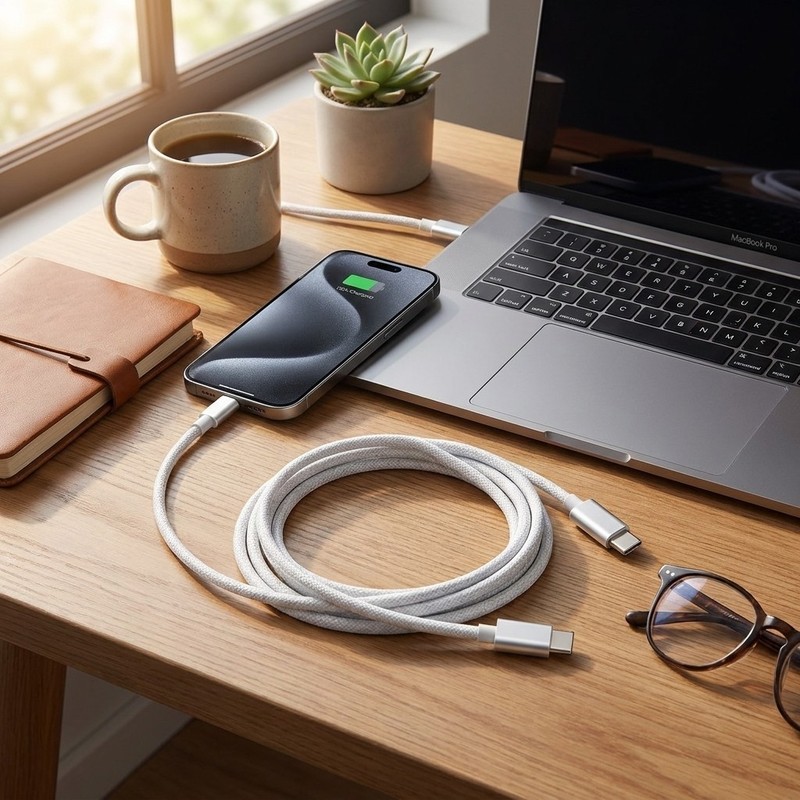 60W USB-C to USB-C Fast Charging Cable PD Braided iPhone 15 16 Samsung iPad gallery
