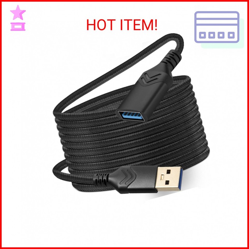 USB 3.0 Extension Cable, 15FT High Speed Extension Cable USB A Male to Female Ex