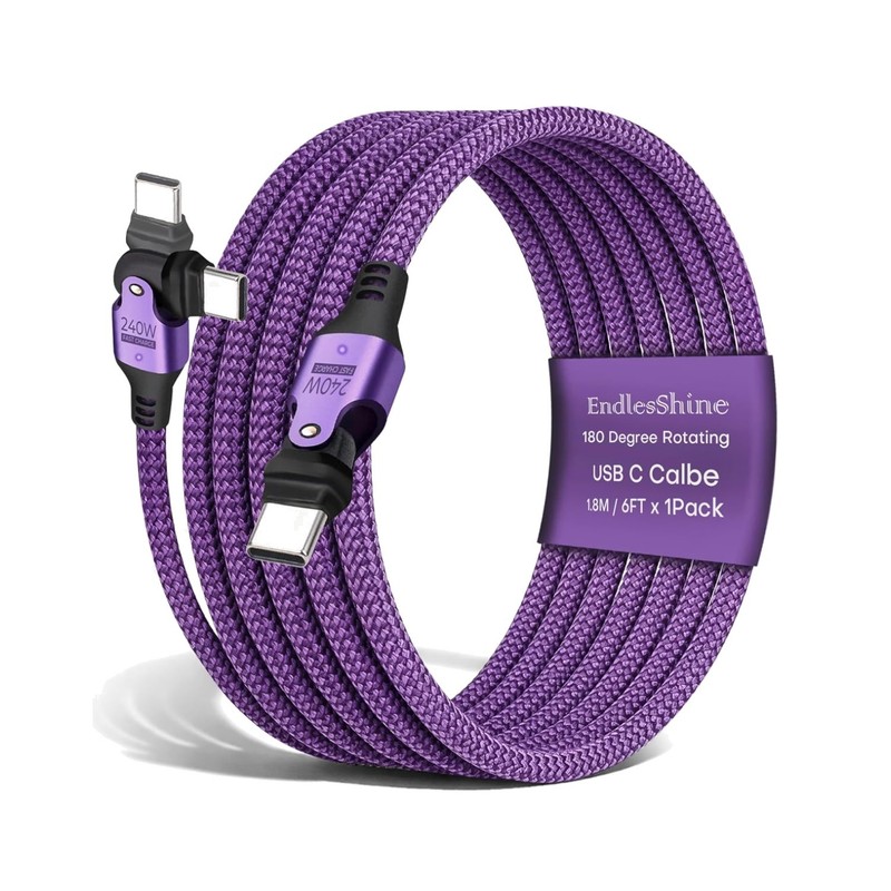 Durable 480Mbps Data Transfer USB-C Cable 6ft Purple