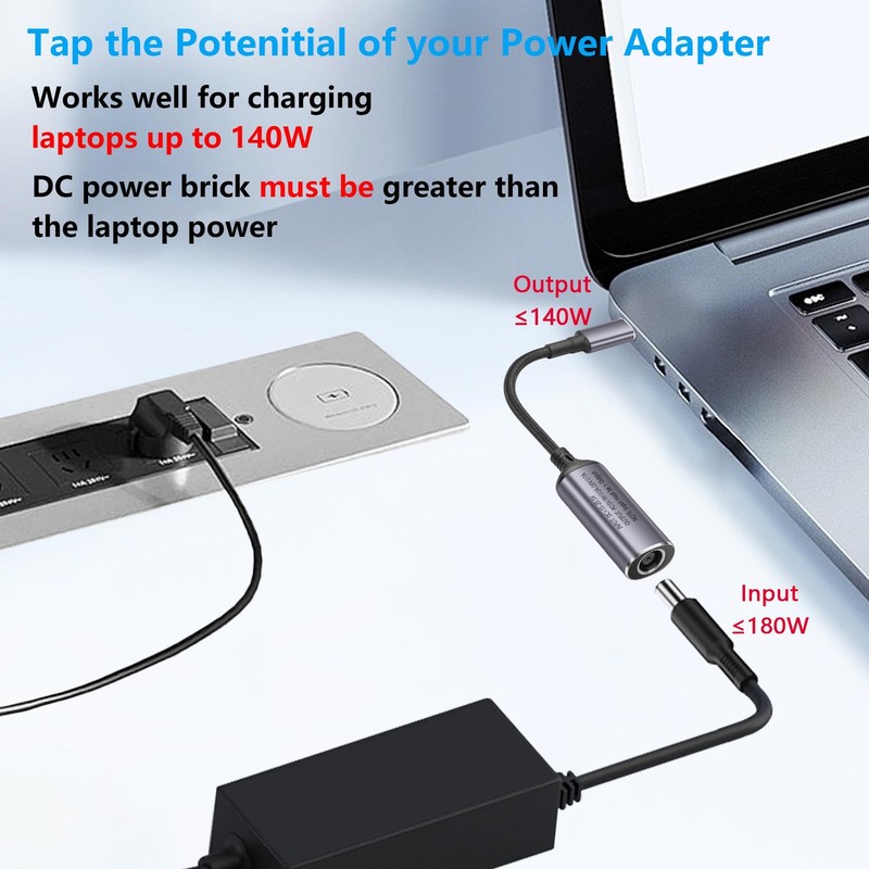PD 140W DC5525 to USB C Cable DC 5.5mm x 2.5mm Female Input to Type C Male Po gallery