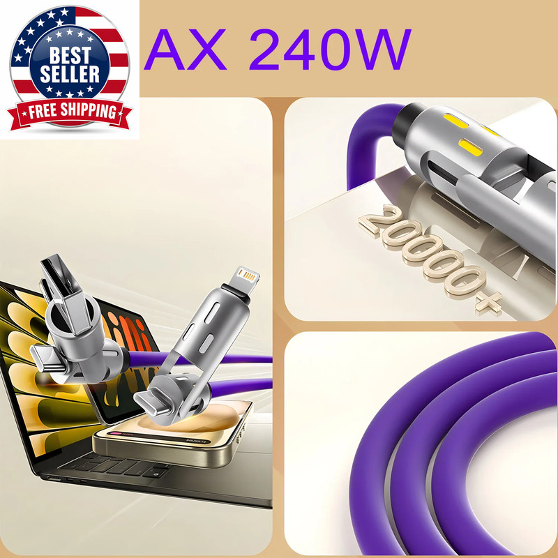 4-IN-1 240W USB Type C to USB C Cable PD Fast Charger Wire for Iphone 16 Pro Max gallery