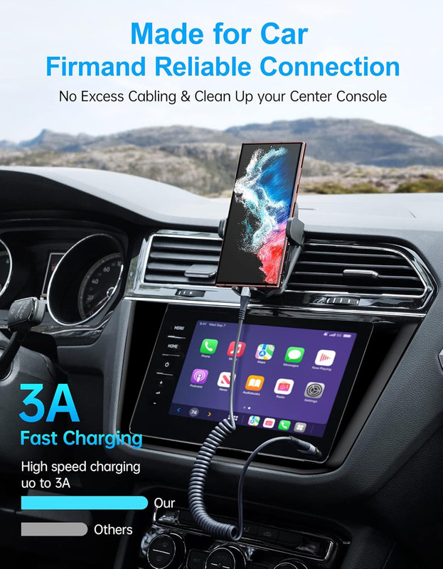USB C Cable Fast Charging, 2Pack 3Ft Coiled USB a to Type C Charge Cord for Car, gallery