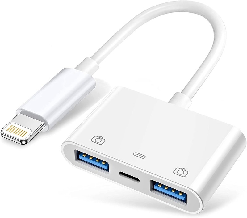 For iPhone to dual USB 3.0 Camera OTG Adapter with Charging Port for iPad Lot