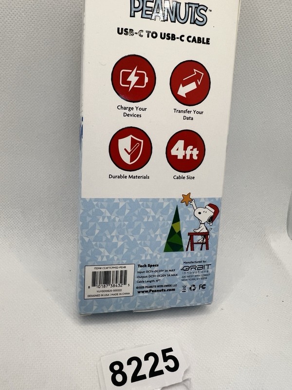New Peanuts Snoopy USB C To USB C Cable 4 Ft Christmas Holiday Charging Cord gallery
