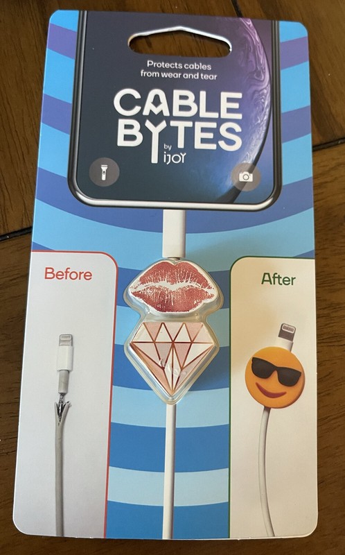 iJoy Cable Bytes,Phone Cable Breakage Protector Set Of 2: Lips & Diamond