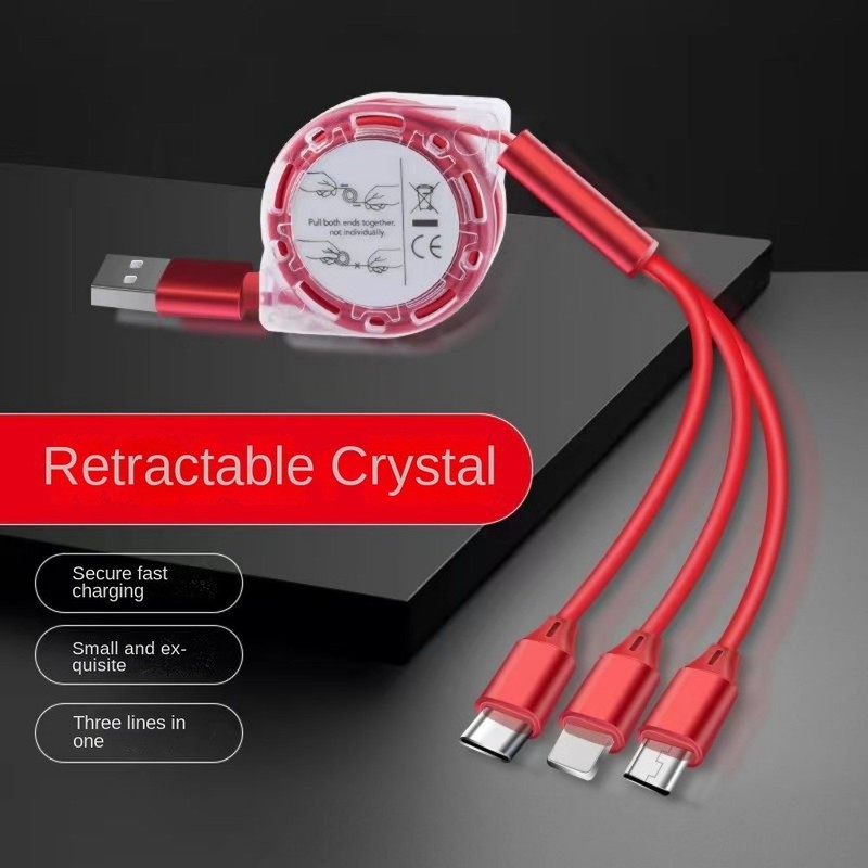 3 In 1 Charger Cable Type-C USB Micro Multi Cell Phone Retractable Charging 1pc gallery