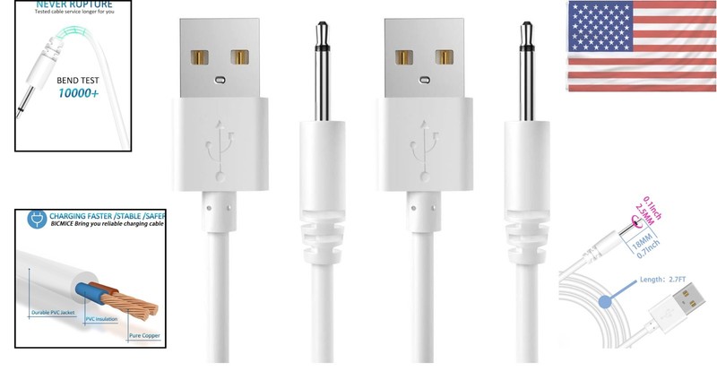 2-Pack 2.7ft USB Charging Cable with Pure Copper Core for Reliable Power gallery