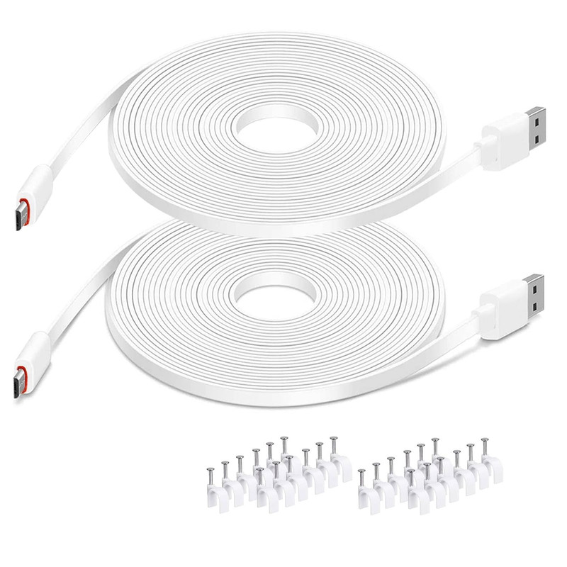 20FT Extension Cable for Wyze Cam, Waterproof Flat Micro USB, 2 Pack | Power Ext