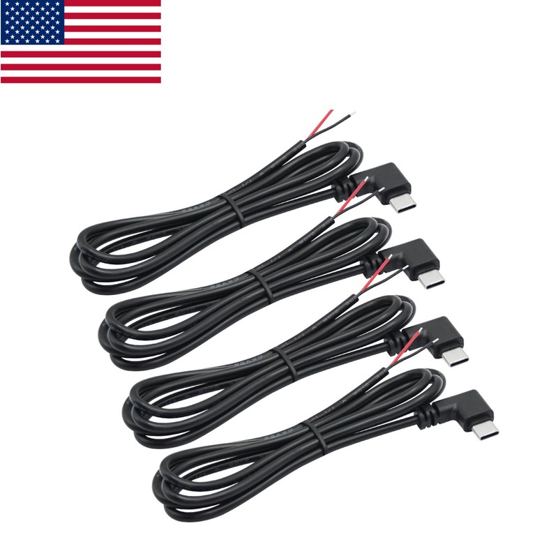 4Pcs 90 Degree USB C to 2 Pin Bare Wire Cable, 1M/3FT, Flexible Power Solution