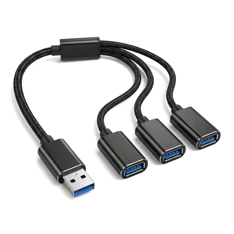 USB Splitter 1 in 3 Out, USB A Splitter Adapter, 2025 Upgraded USB 2.0 Male t…