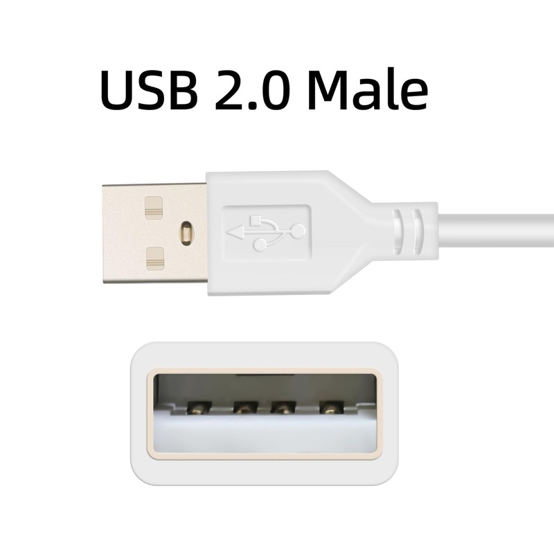 3.28ft White USB Pigtail Cable 5-Pack with Wire Connectors gallery