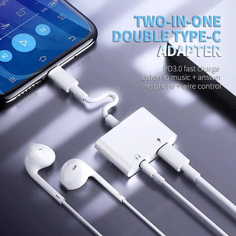2in1 Charger and Headphone USB Type C to 3.5mm Aux Audio Cable Cord Adapter Lot gallery