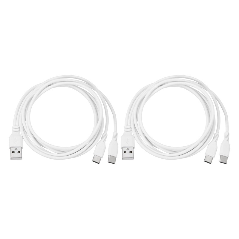 2 Pcs Multi USB A to 2 USB Type C 2 in 1 Splitter 39 Inch, White