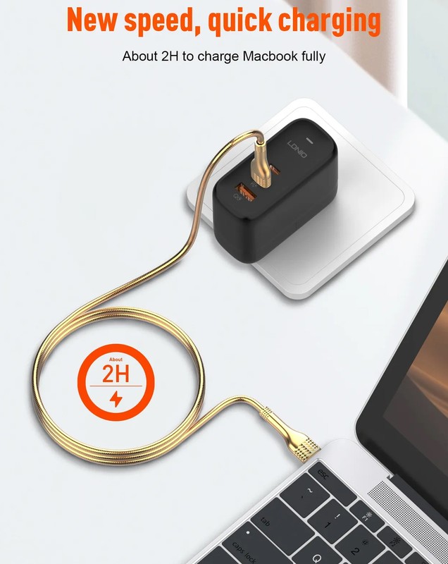 LDNIO LC652c USB C-C Fast Charging Cable (3ft) (100W) (GOLD) gallery