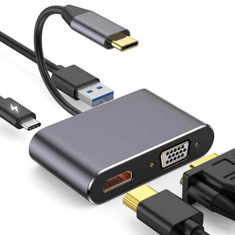 USB C to HDMI VGA Adapter, lot USB Type C to Dual VGA 4K HDMI Splitter Convert gallery