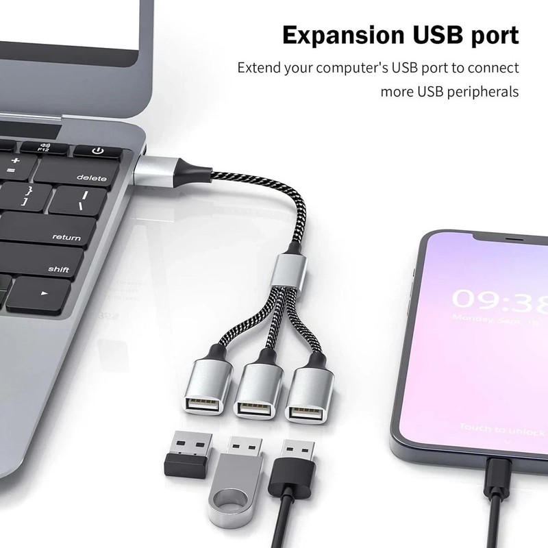 "USB Male to 3 Female Extension Cord Connector Data Charger Split Adapter " gallery