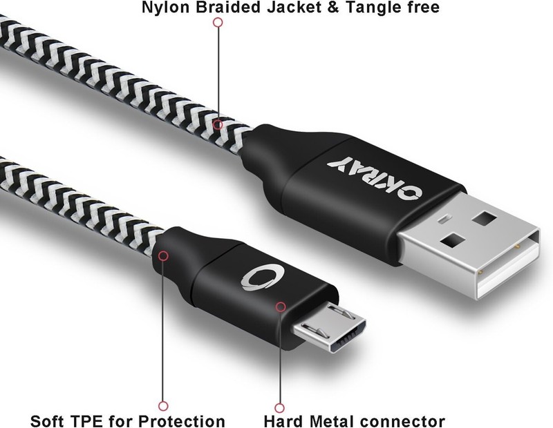 OKRAY Micro USB Cable 10 Ft, Nylon Braided Charger High Speed 2.0 Data Sync Cord