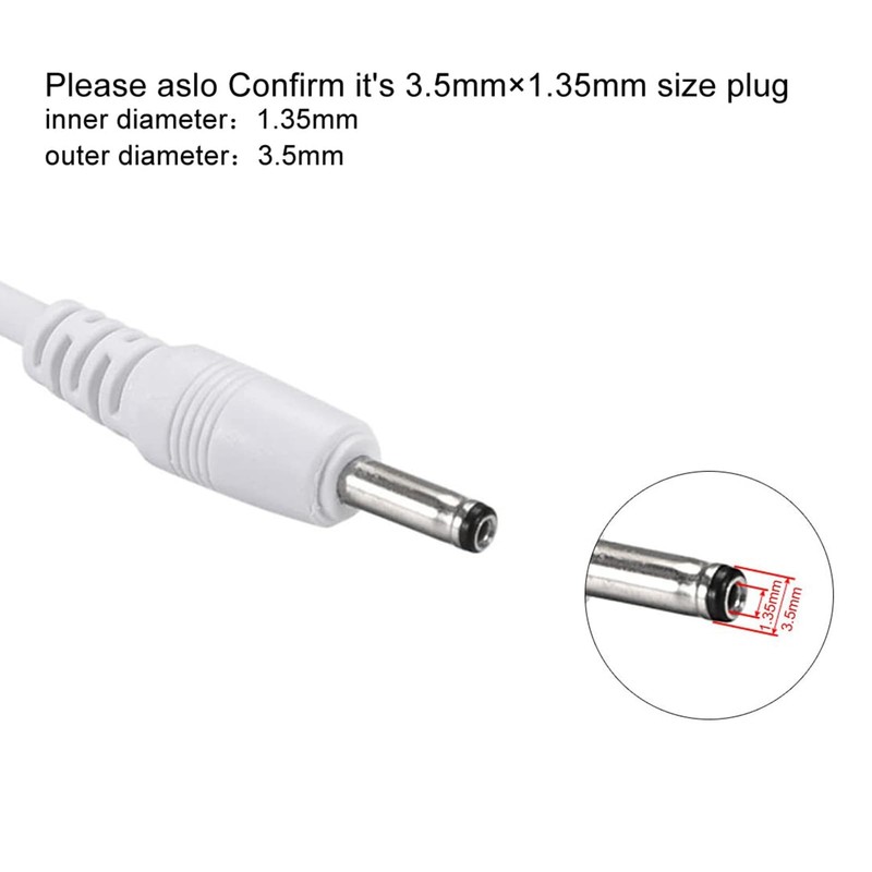 USB -A to 3.5 x 1.35mm DC 5V 1A Plug Barrel Connector Charge Cable 1 Meter White gallery
