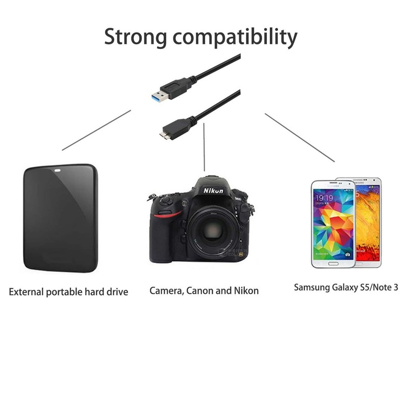 USB 3.0 A to Micro B Cable 1M for External Hard Drives Samsung WD Seagate Tos... gallery