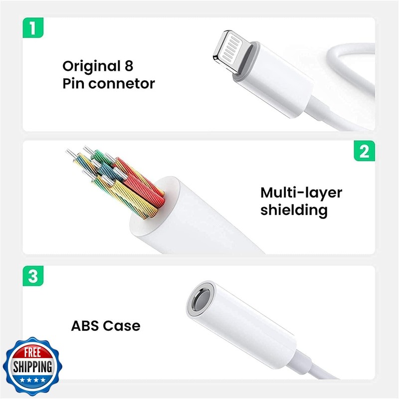 Apple MFi Certified 2 Pack Lightning to 3.5 mm Headphone Jack Adapter for iPh gallery