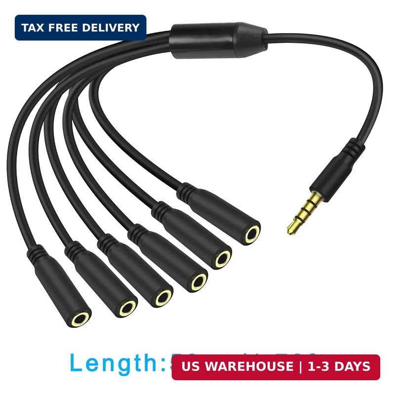 MEIRIYFA 3.5mm Splitter Cable 1 to 6 Ways,1/8 inch 4-Pole/3-Rings TRRS 1 Male to gallery