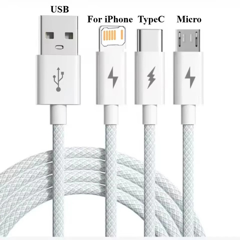 6A 3-in-1 USB Type C Cable 66W Super Fast Charging Cord For Huawei Xiaomi Redmi gallery