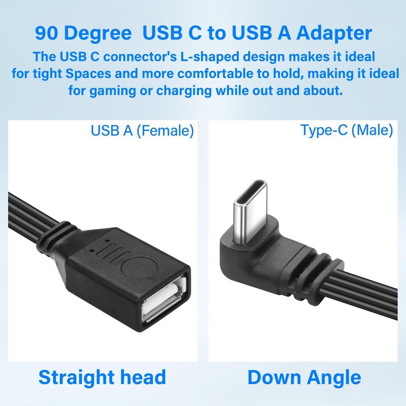 90 Degree Right Angle USB C2.0 Cable Type C to USB Female OTG Adapter Cable U... gallery