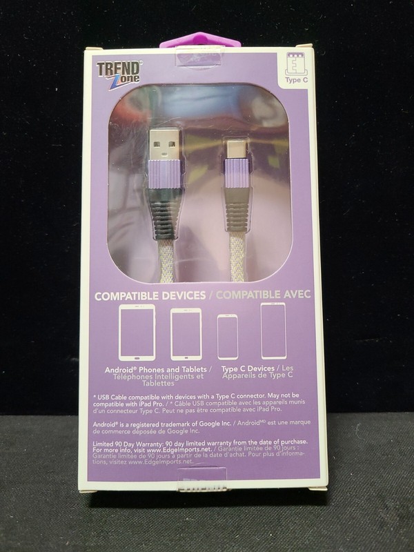 Type c cable to usb TREND Zone flat braided type c cable 10 foot 2.0 Amp