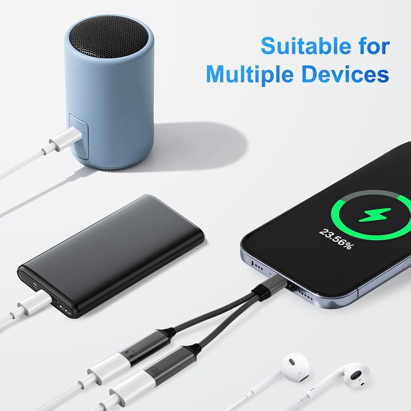 USB C Splitter，2 in 1 USB C Headphone and Charger Adapter Audio Dongle Cable wit gallery