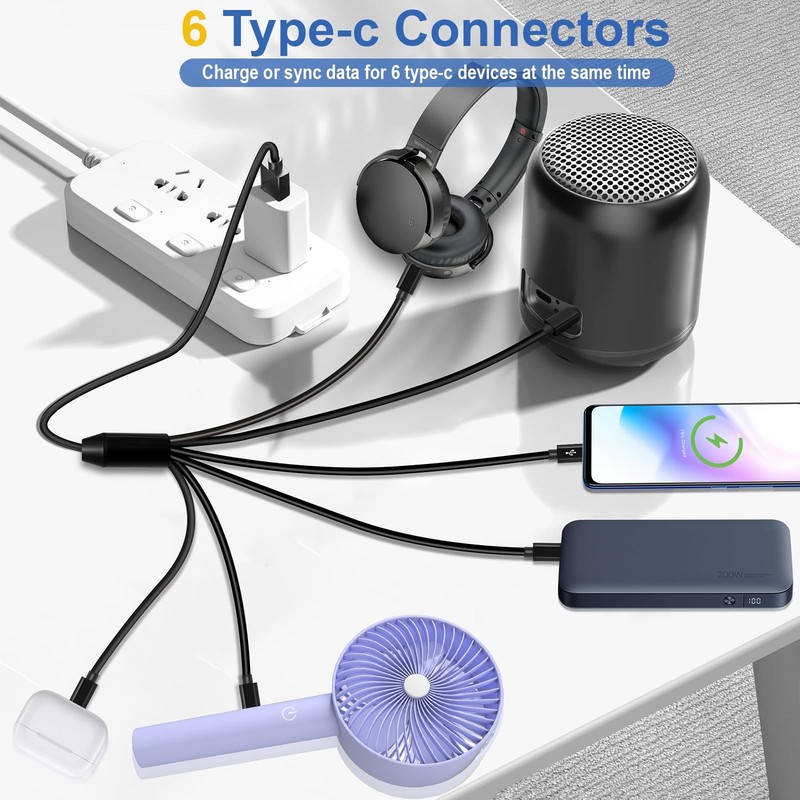 USB Multi Charging Cable 5A Fast Charge -Splitter Charger for iPhone 16/15 Se... gallery