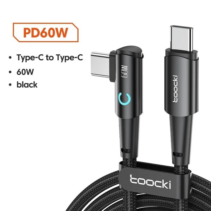 Toocki 100W USB C to USB C Cable 90 Degree Fast Charging Type C Cord
