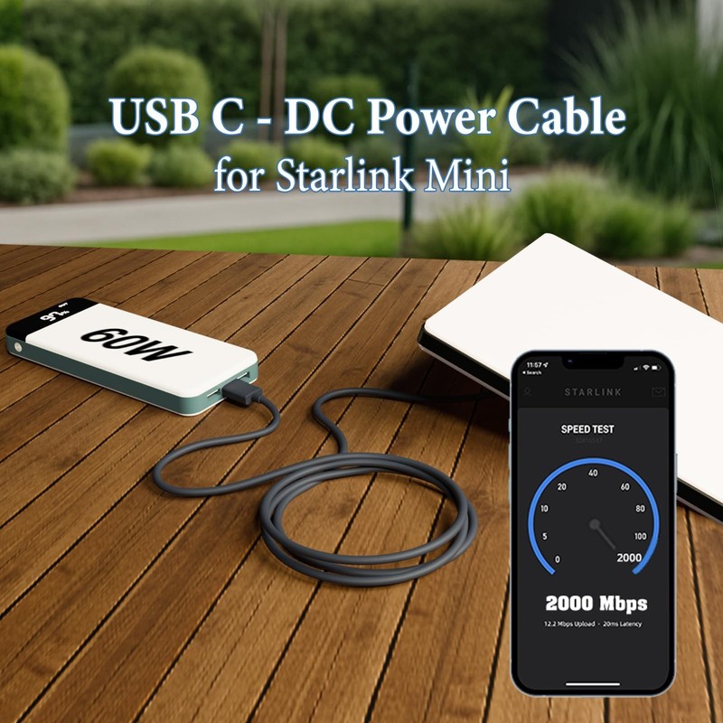 6.5ft USB C to DC Power Cable, Waterproof Type-C to DC Male, 65W PD Compatible gallery
