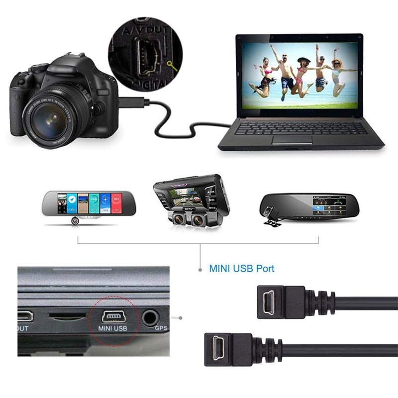 2 PCS Mini USB B Type Down Up Angled 90 Degree To USB 2.0 Male 50cm Cable gallery