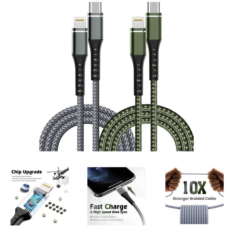 USB C Lightning Cable 2 Pack 3FT MFi Certified Fast Charging Data Transfer