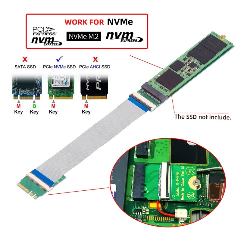 Chenyang NGFF A+E-Key Male to NVME M-key Female Extension Cable for SSD 2230 gallery