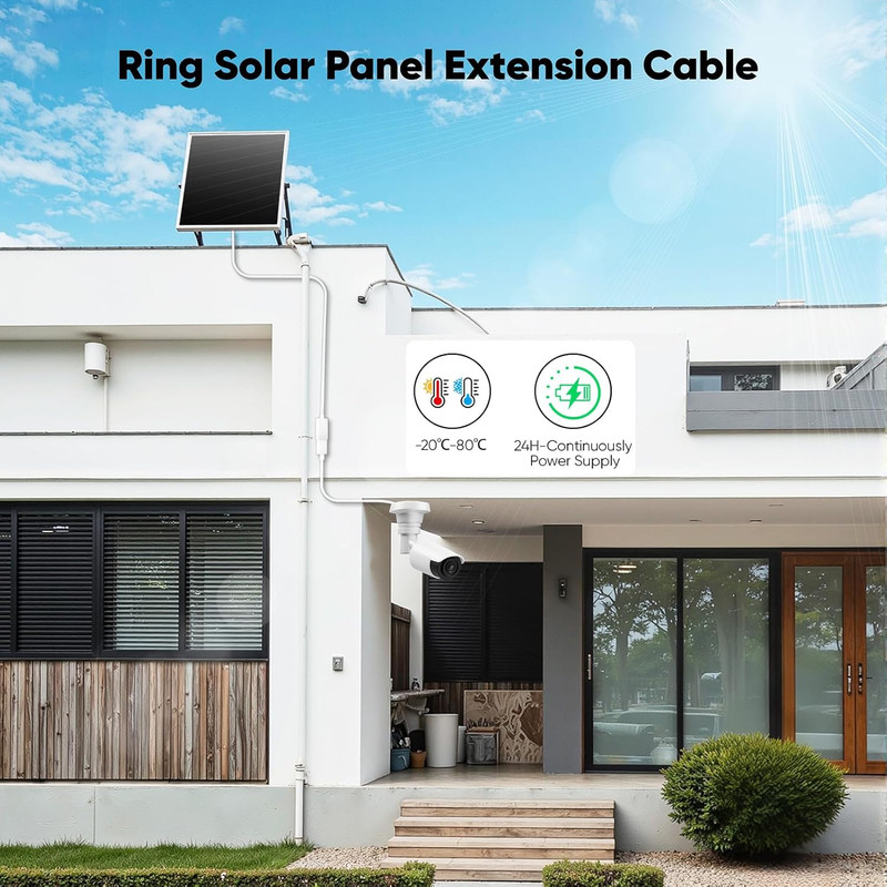 15FT Long USBC Extension Cable for Ring Solar Panel and Camera, White Waterproof gallery