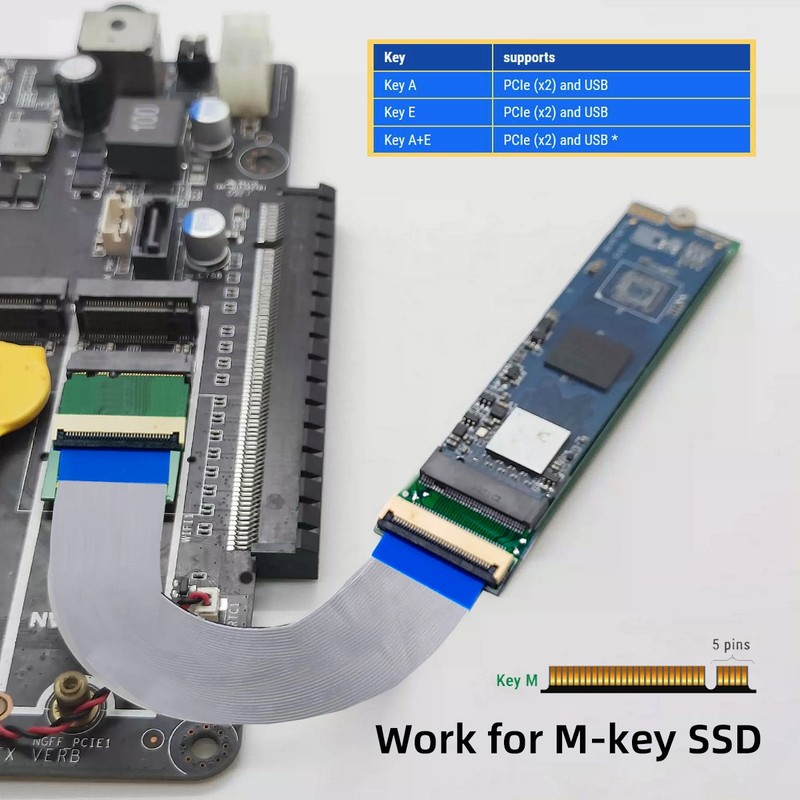 Chenyang NGFF A+E-Key Male to NVME M-key Female Extension Cable for SSD 2230 gallery