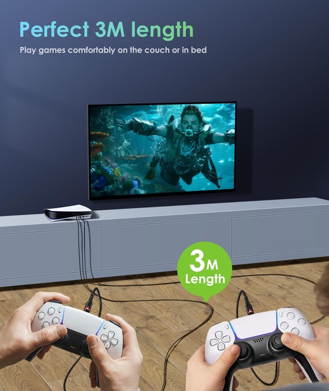 10FT USB Type C Charging Cable 2 Pack for PS5, Xbox Series X/S, Switch - Fast Ch gallery