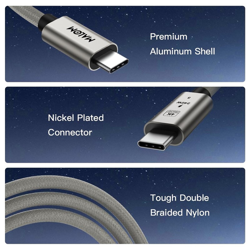 USB 3.2 Gen 2, 240W, USB C to USB C Cable,Fast Charging for MacBook /Air,iPad... gallery