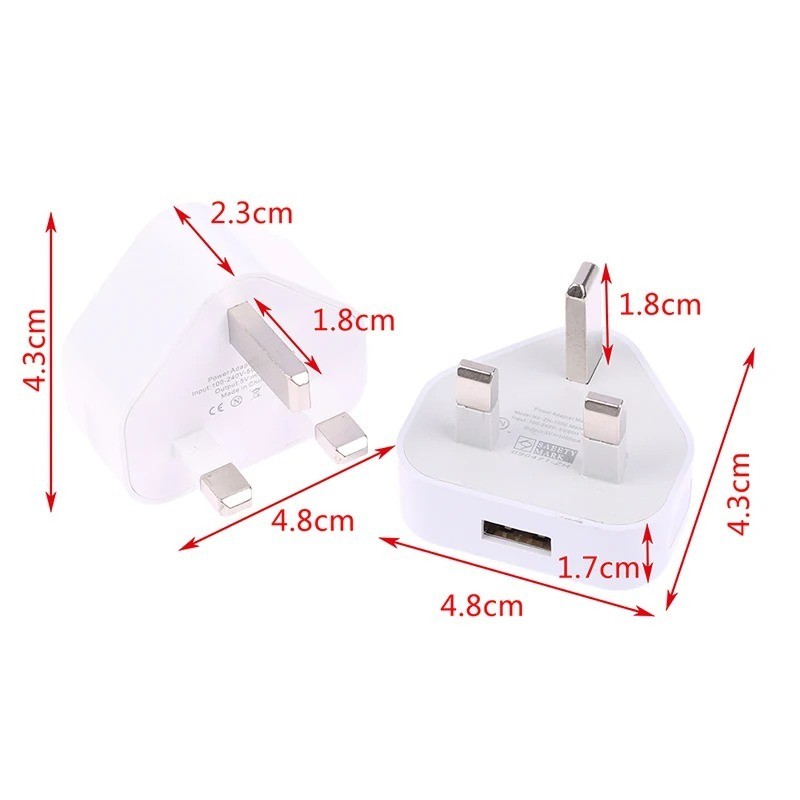 UK 3 Pin USB Charger 2.1A Fast Wall Plug Adapter iPhone Samsung Huawei gallery