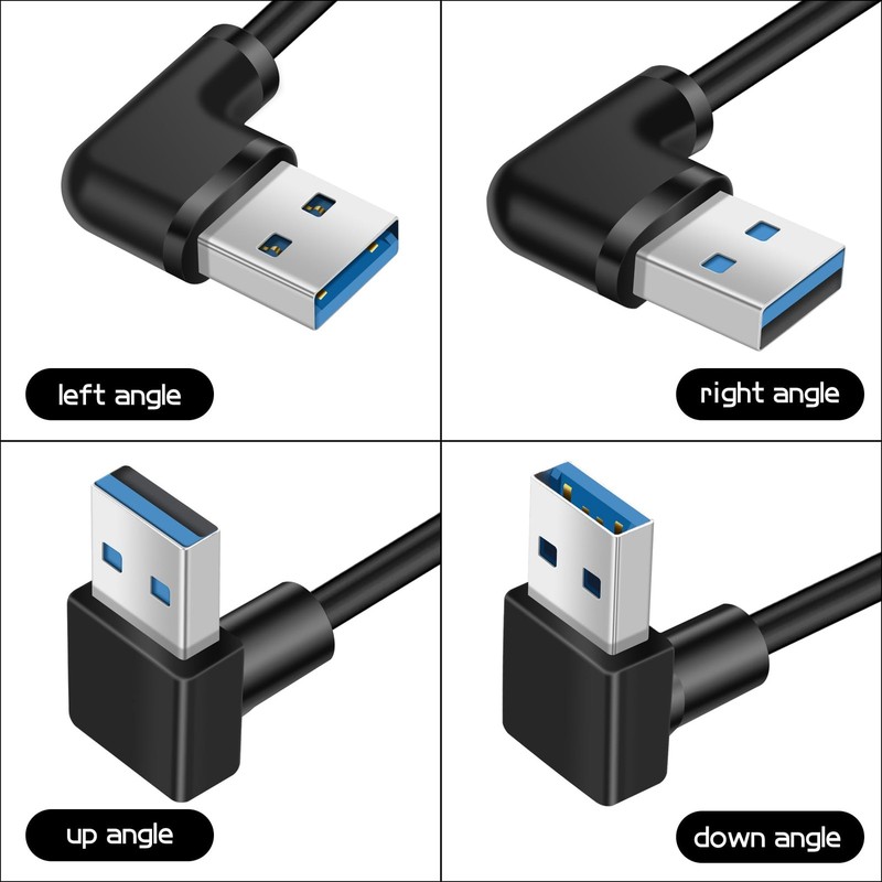 2 PCS 0.5FT 90 Degree USB 3.0 Extension Cord Up Angle Male To Female Adapter gallery