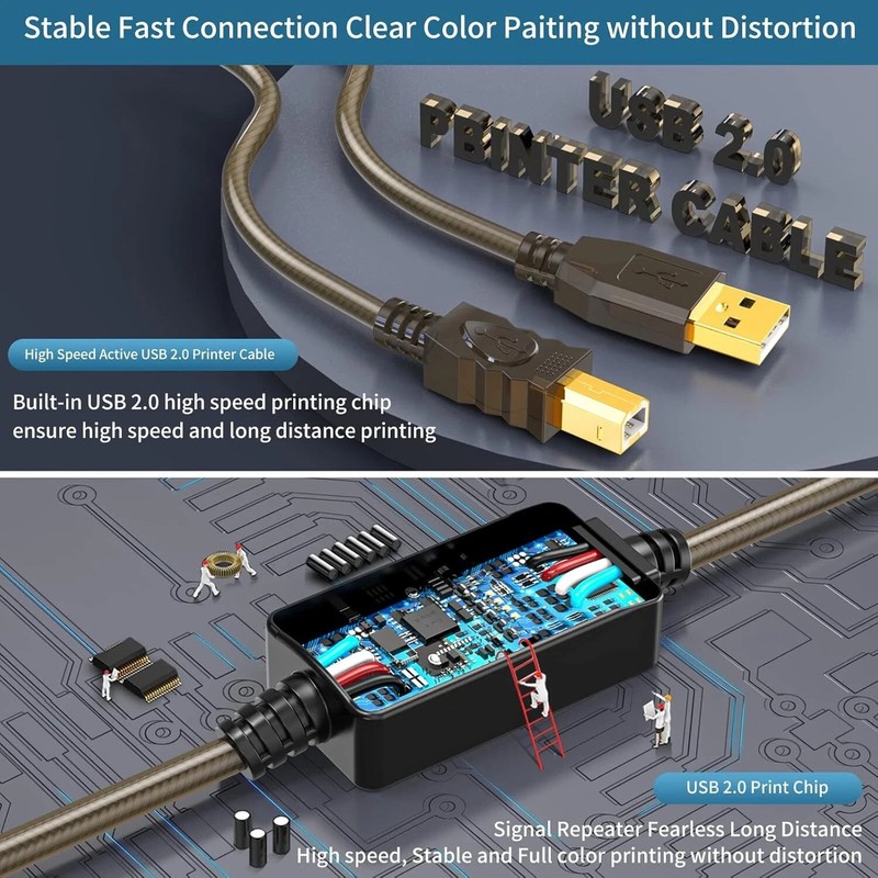 Printer Cable 150ft, USB 2.0 USB A to B Printer Cord, Scanner Cord, High Speed gallery