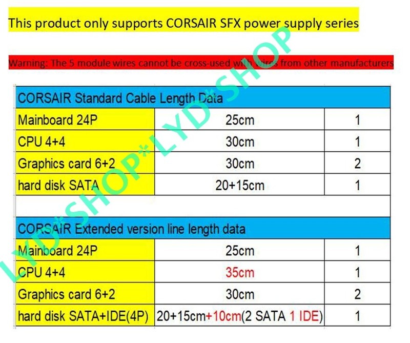 New Soft Silicone Module Wire For CORSAIR SFX SF450 SF600 SF750 Power Supply gallery