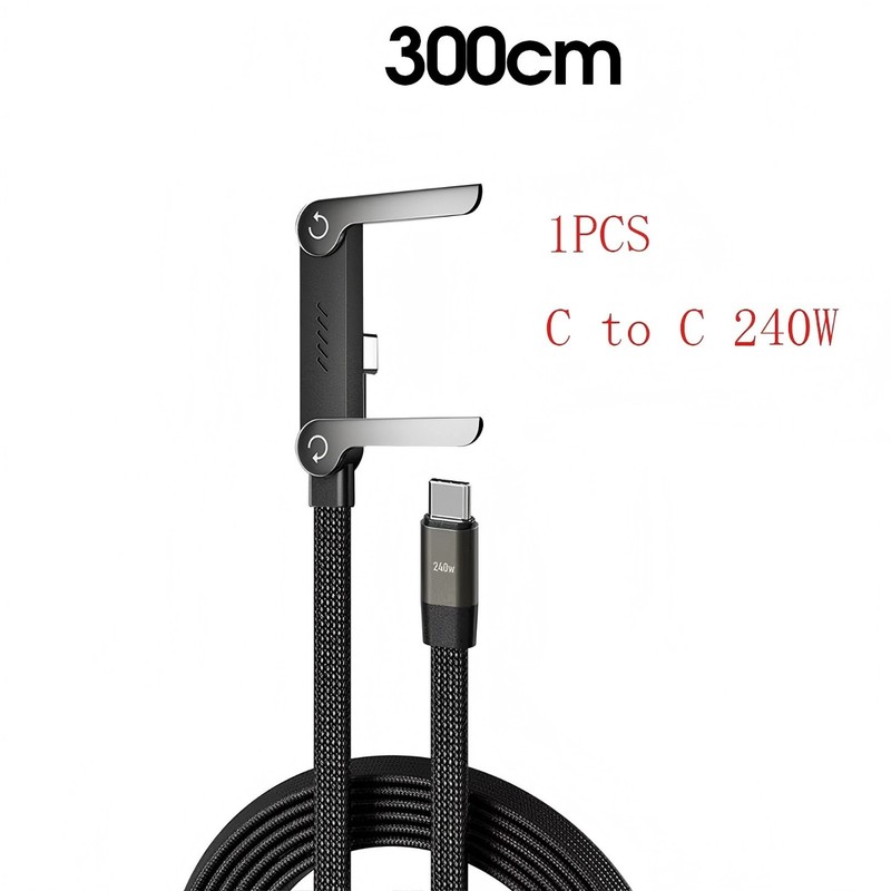2-in-1 Invisible Holder Charger Cable–240W Fast Charging Cord with Phone Stand