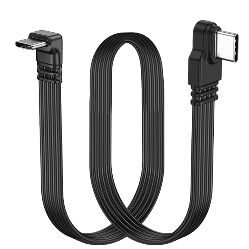 Short 90 Degree USB Type C 2.0 Flat Cable,PD 65W USB C 2.0 Fast Charge Cable,…