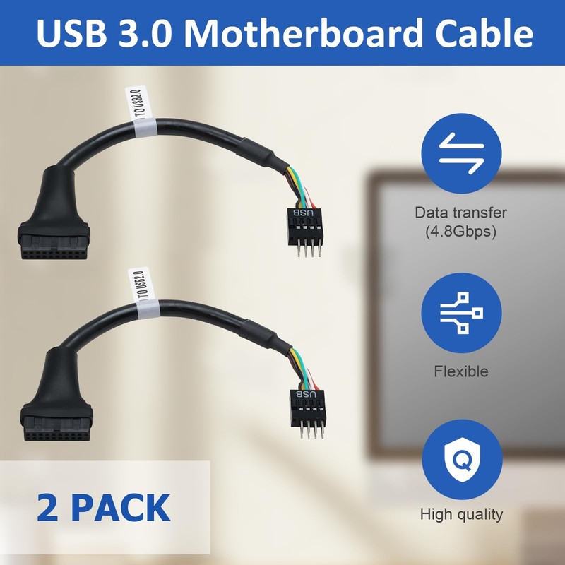 2 PCS USB 3.0 Motherboard Adapter Header Cable 19 Pin Female To 2.0 9 Pin gallery